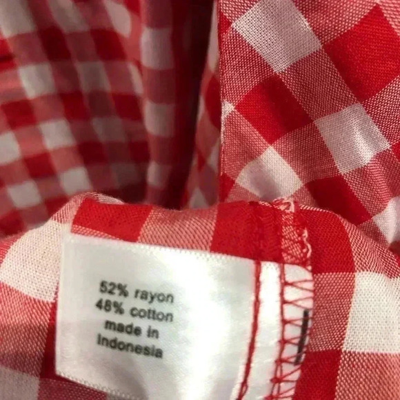 Lane Bryant Fit & Flatter Gingham Red/White V-neck Long Sleeve tie waist wrap - Picture 11 of 11